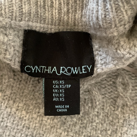 CYNTHIA ROWLEY Gray Oversized Mock Turtleneck Wool Sweater Size XS - Picture 7 of 14